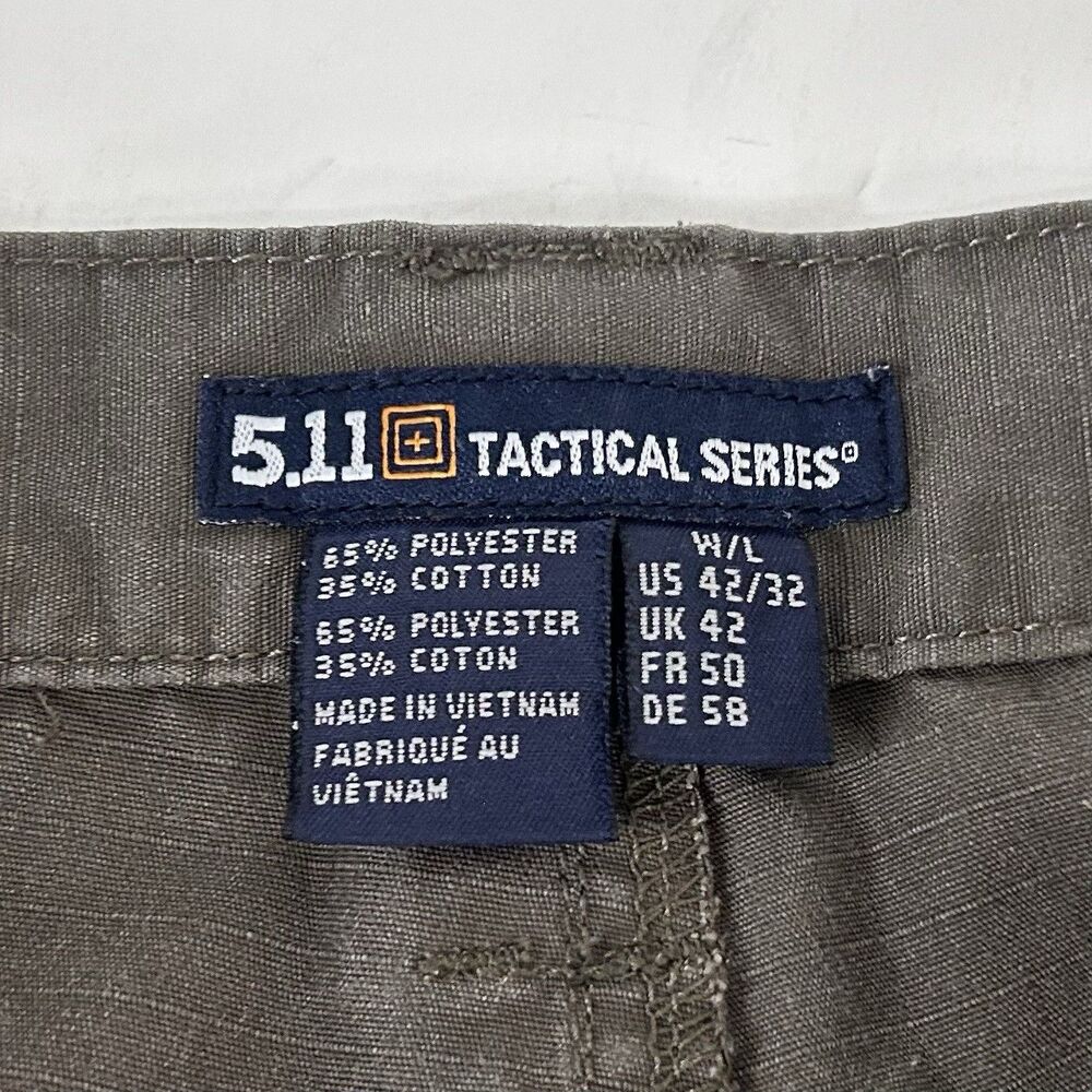 5.11 Tactial Series 42 x 32 Ripstop Cargo Pants Gray Green Poly Cotton Blend - Picture 3 of 6